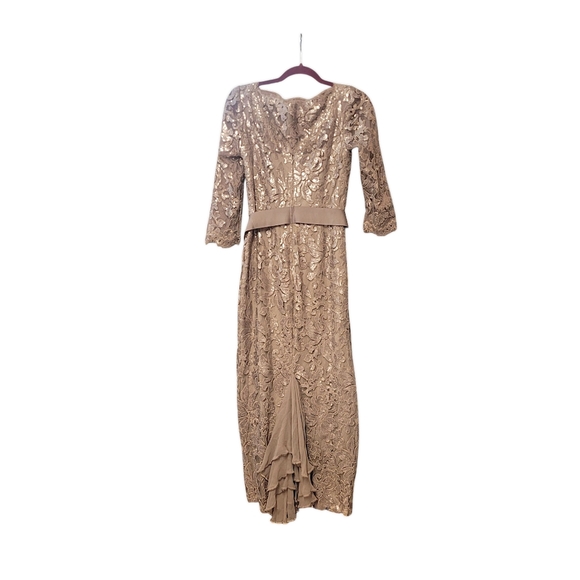 Tadashi Shoji Belted Sequin Lace Gown Dress - Picture 4 of 5